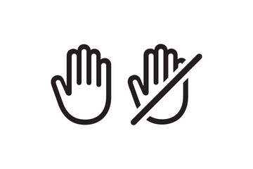 Stop Hand and Forbidden Gesture Icon Set Vector