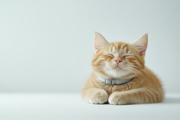 Fototapeta premium Content orange tabby kitten relaxing with closed eyes