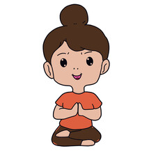 A woman doing yoga. Vector illustration for meditation and relaxation.