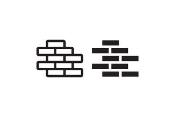 Brick Wall Construction Icons Black and White Vector