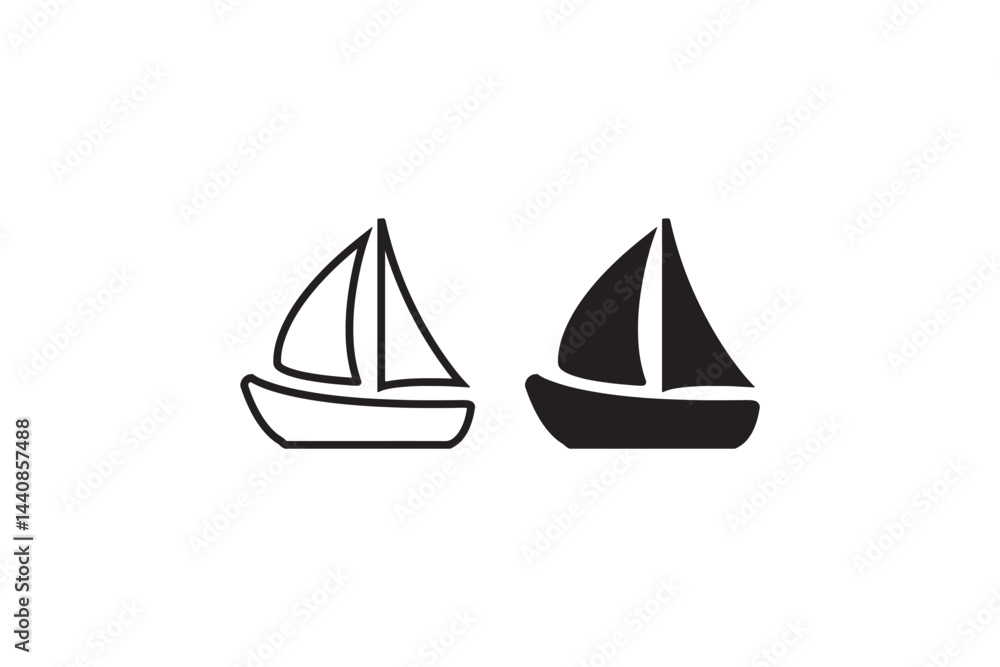 Poster sailboat icon in outline and solid style vector