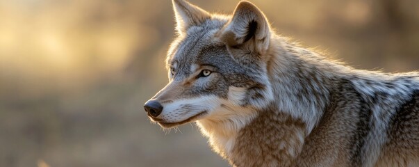 Fototapeta premium Close-up profile of a wild canid in natural light.