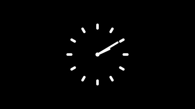 Vintage Clock Animation Loop, Minimalist clock icon with white hands and markers
