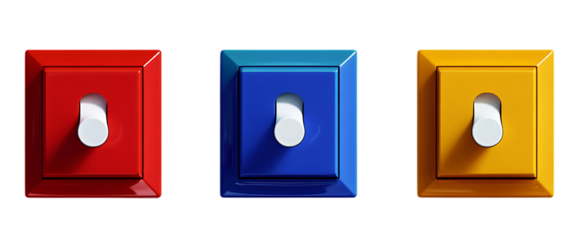 Pack of Electrical Switch Against Transparent Background for Home Improvement, Industrial Designs, or Electrical Engineering Projects