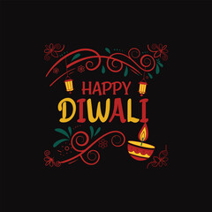  Happy-Diwali-lettering-t- shirt design--vector-art illustration