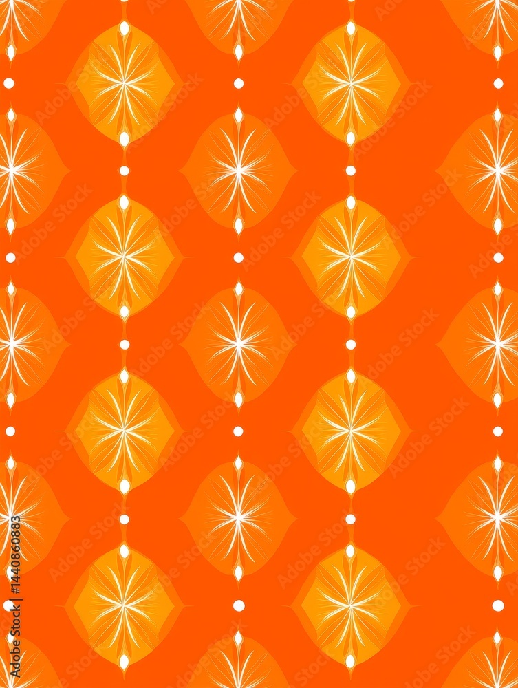 Poster orange floral pattern background - vibrant orange background with a repeating pattern of stylized or