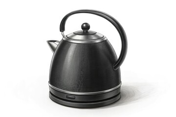 Elegant Black Kettle on a White Background Showcases Minimalism Generative AI