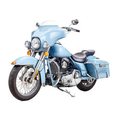 edit blue motorcycle classic tou bike isolated on white background.