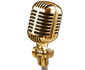 Retro singer microphone, cut out transparent background