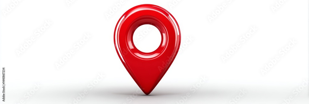 Poster red location marker icon - shiny red 3d location pin icon isolated on white background. perfect for 