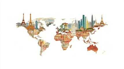 World map with famous landmarks (1)