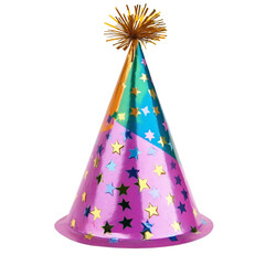 Bright and Colorful Birthday Hat Isolated on transparent background