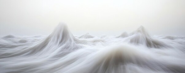 Obraz premium Abstract landscape of misty peaks and waves.