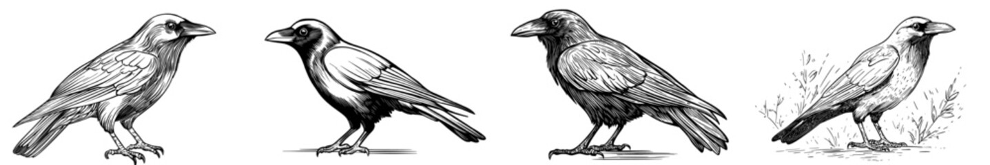 Obraz premium A simple outline of a raven symbolizing the natural world and wildlife, perfect for use in designs and illustrations