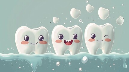 Obraz premium Cartoon representation of how fluoride strengthens teeth
