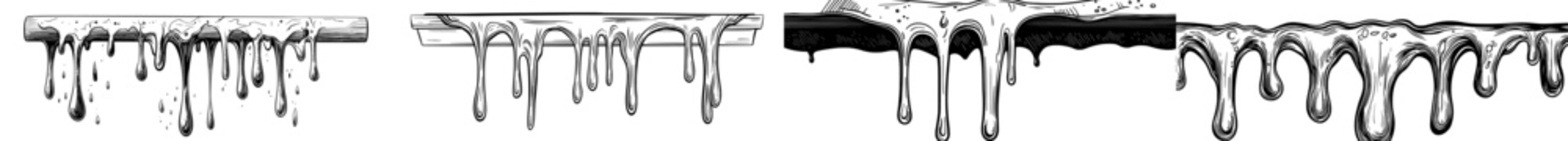 The contrast created by black paint dripping down a white background is striking, resulting in an abstract and artistic visual that captivates with its boldness and fluidity