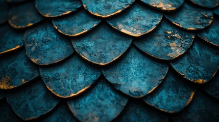 Textured, overlapping scales in deep blue and gold