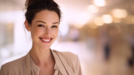 Smiling woman with bright eyes and perfect teeth