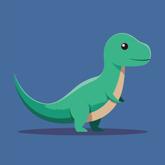 A cute cartoon green tyrannosaurus rex dinosaur vector illustration shows a fun reptile character