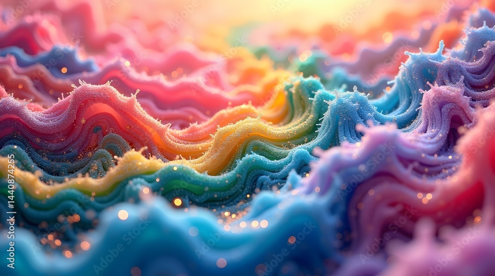 Poster a mesmerizing abstract wave pattern showcases vibrant colors in a dreamy haze, creating a sense of w
