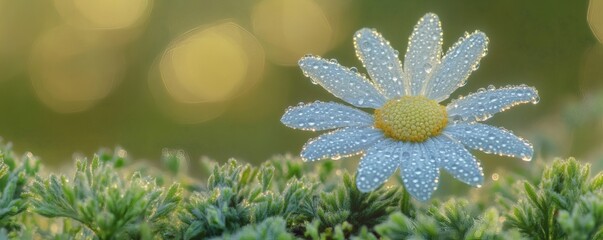 Delicate dew-kissed flower in a natural setting.