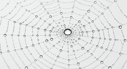 Obraz premium Spiderweb Covered in Dew Drops Delicate Macro Close Up