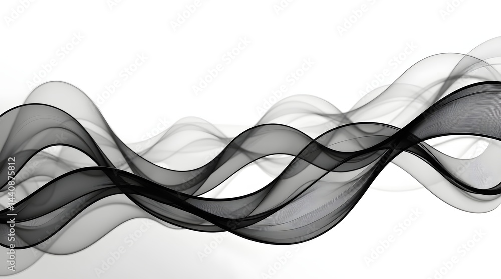 Poster abstract black waves create a dynamic flow, embodying rhythm and elegance in a minimalist design.