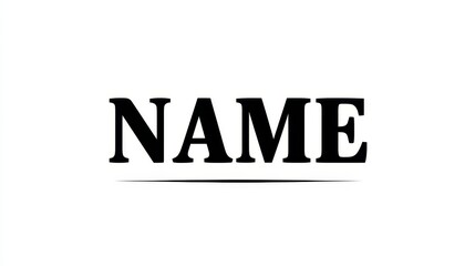 Simple Bold Name Text Graphic - Clean, minimalist graphic featuring the word NAME in bold, uppercase letters. Ideal for branding, identity, or placeholder text