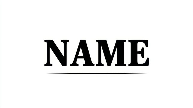 Simple Bold Name Text Graphic - Clean, minimalist graphic featuring the word NAME in bold, uppercase letters. Ideal for branding, identity, or placeholder text