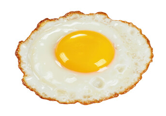 Close up of a fried egg with a runny yolk isolated on transparent background