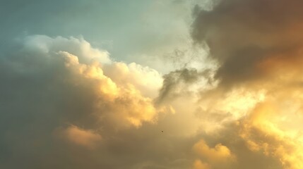 Dramatic sunset cloudscape.  Vast, colorful clouds