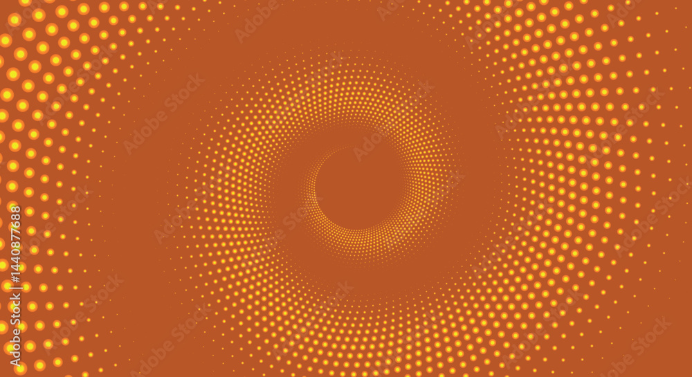 Poster amazing halftone spiral effect. abstract colorful dotted circles. round shape dots. spiral dotted ba