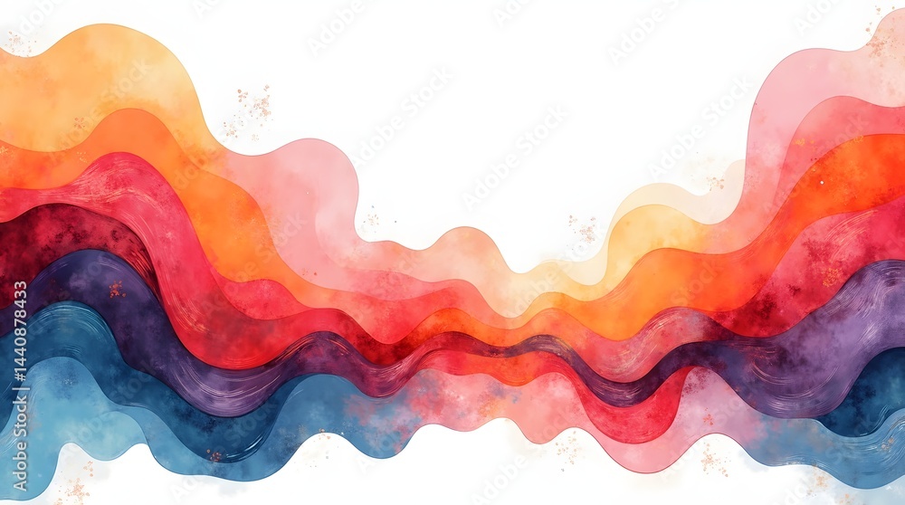 Poster abstract waves of vibrant colors in warm tones, blending seamlessly to create a visually striking co