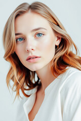 Close-up Portrait of a Young Woman with Perfect Skin