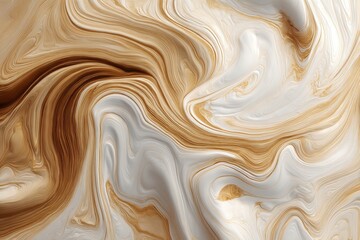 A under 200 characters: Abstract marbled pattern with swirling beige, brown, and white tones creating a fluid, organic texture.