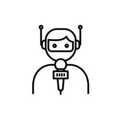 AI News Anchor - Iconic Robot with Microphone in Minimalist Style  