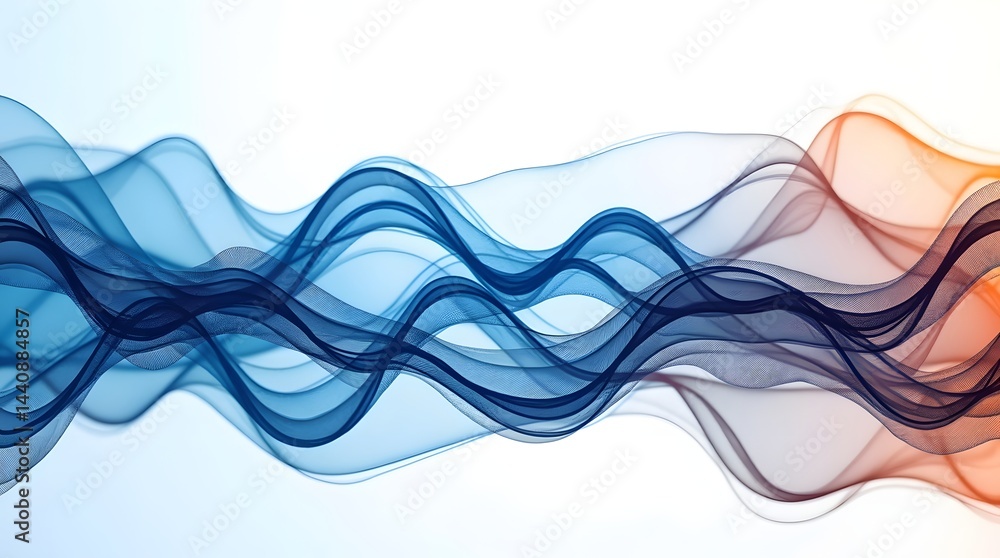 Aufkleber flowing abstract waves in blue and orange hues create a calming visual effect.