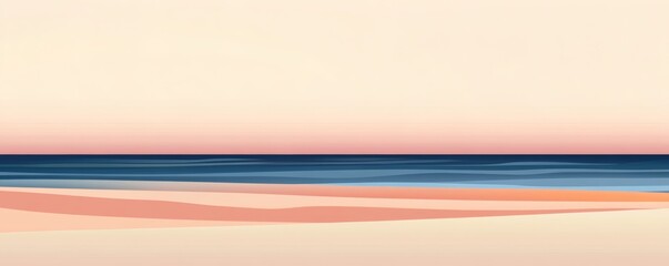 Gentle hues of coastal landscape at dawn.