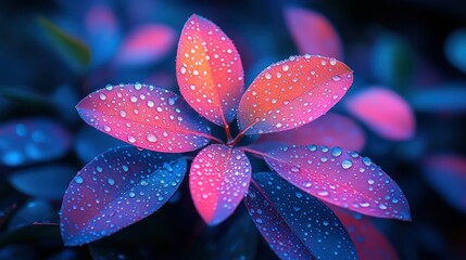 Vibrant, dewy leaves in vibrant colors