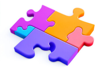 Obraz premium Connected puzzle pieces illustration on white background