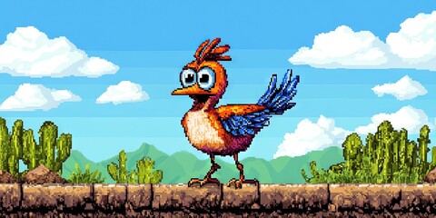 16-bit pixel art roadrunner 
