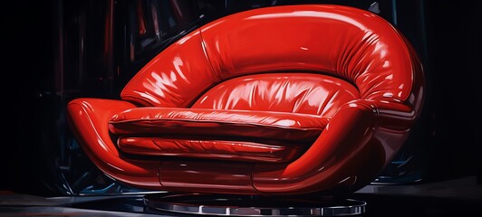 arm chair luxury plastic glass red black, ai generative