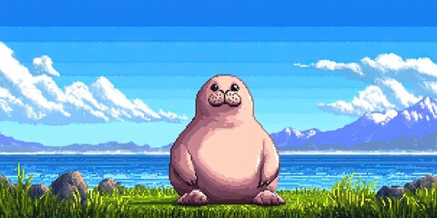 16-bit pixel art seal -