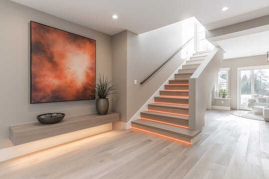 Escalier Moderne En Bois - Occasion, Hauteur 2m, Sans Marque