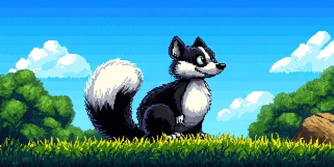 16-bit pixel art skunk 