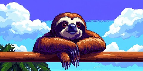 16-bit pixel art sloth 