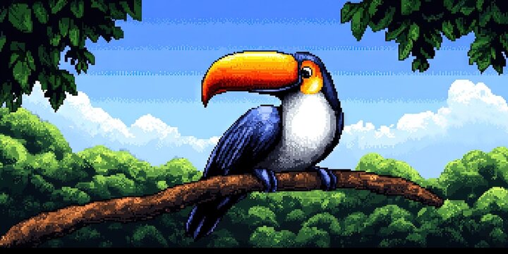 16-bit pixel art toucan 16-bit pixel art 