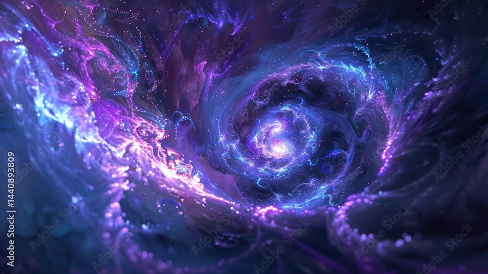 Poster abstract picture wonderful purple wave in nebula style design connect and flow express energy dynami