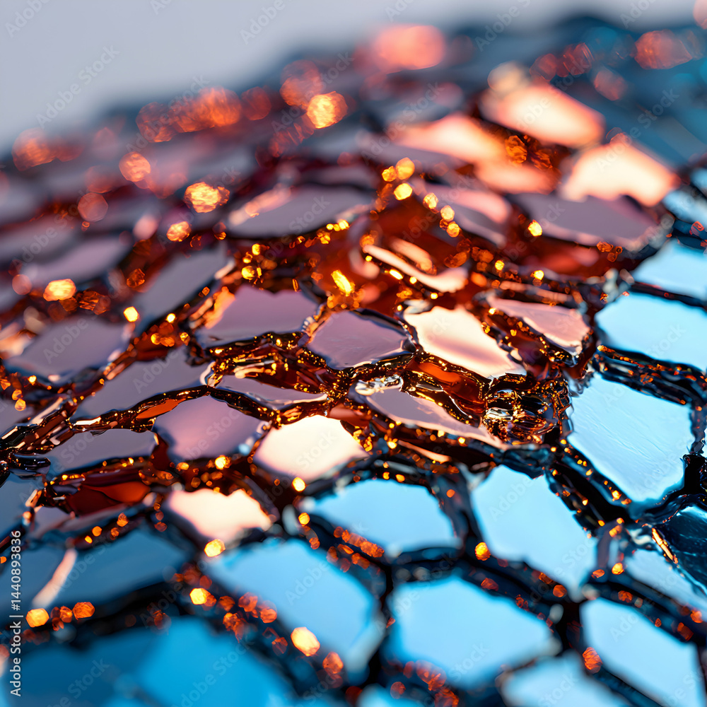 Aufkleber close up of a shimmering iridescent surface. it looks like scales or metallic mosaic. great for back