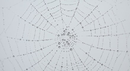 Obraz premium Spiderweb Dew Drops on Web Macro Minimalist Style